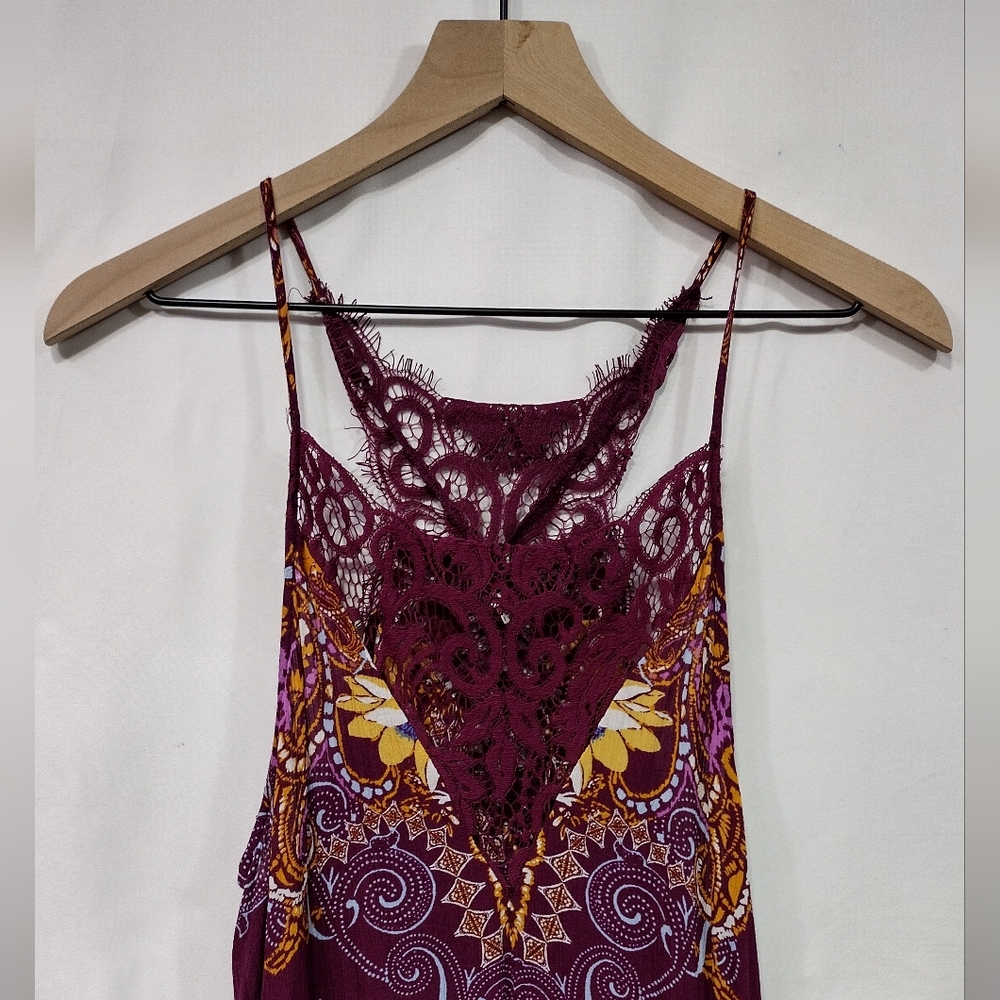 Free People Who Is Sorry Now Floral Dress Women's S Purple Retro 90s Y2K Coastal - Picture 3 of 8